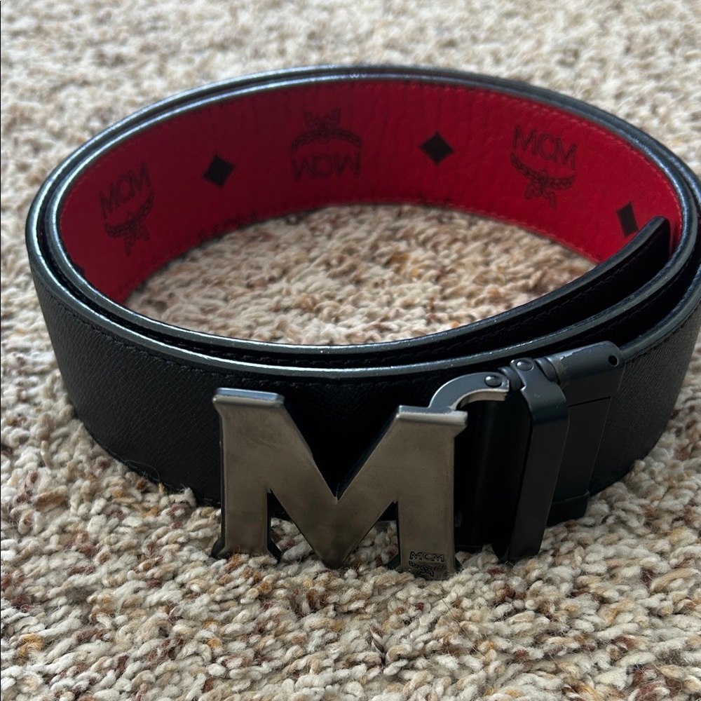 MCM Black Belt with Red Interior